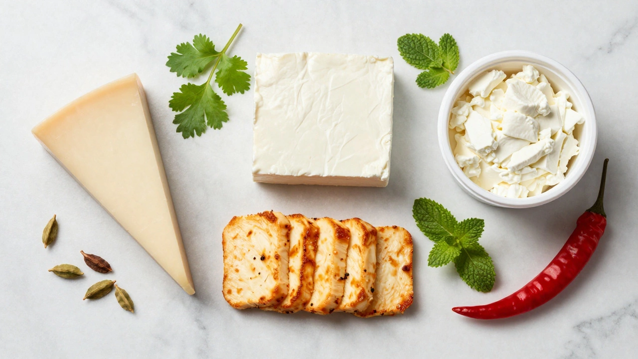 Ricotta Salata, Halloumi, and Feta as paneer substitutes