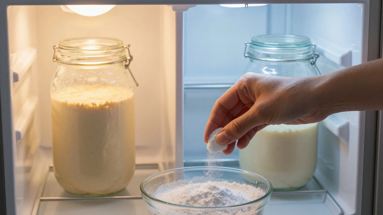 Batter jars in warm and cold environments showing fermentation control