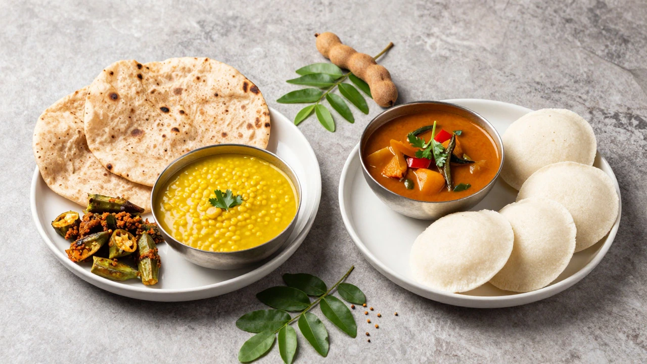 North and South Indian dal pairings with roti and idli