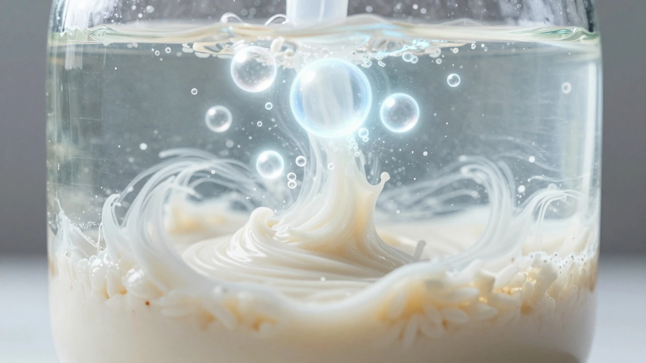 Abstract illustration of carbon dioxide bubbles forming inside dosa batter